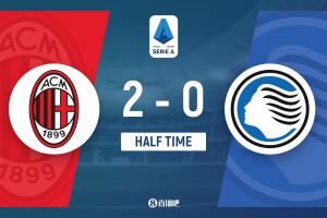 米兰2-0亚特兰大半场领先